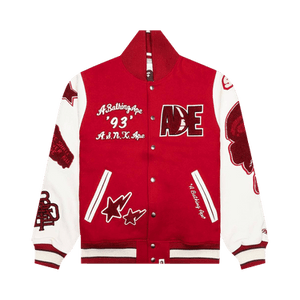 BAPE Multi Motif Varsity Jacket 'Red'