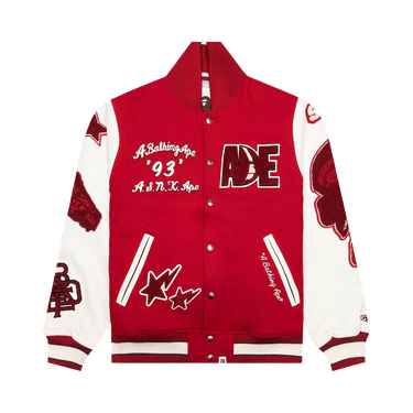 BAPE Multi Motif Varsity Jacket 'Red'