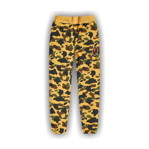 BAPE 1St Camo Ape Head Patched Sweatpants 'Yellow'