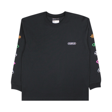 PURPLE BRAND Textured Jersey Long-Sleeve Tee 'Black'