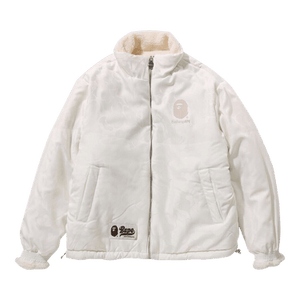 BAPE Tonal Solid Camo Sherpa Reversible Jacket 'Ivory'