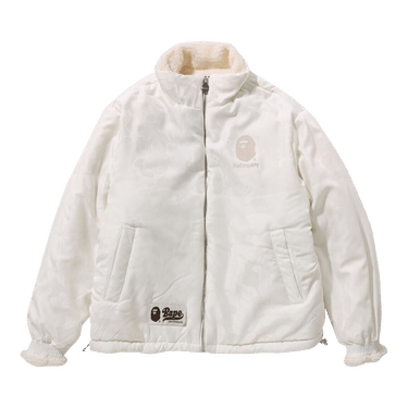 BAPE Tonal Solid Camo Sherpa Reversible Jacket 'Ivory'