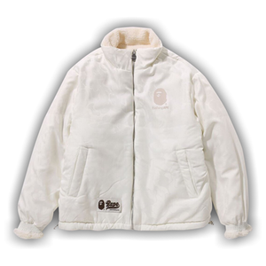 BAPE Tonal Solid Camo Sherpa Reversible Jacket 'Ivory'