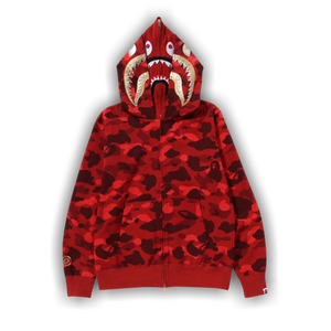 BAPE Color Camo Double Shark Full Zip Hoodie 'Red'