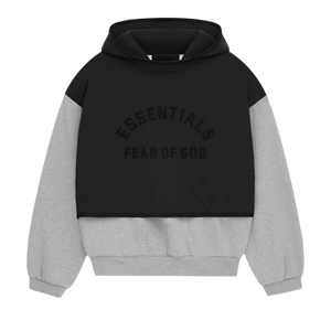 Fear of God Essentials Nylon Fleece Hooded Sweater 'Light Heather Grey/Jet Black'