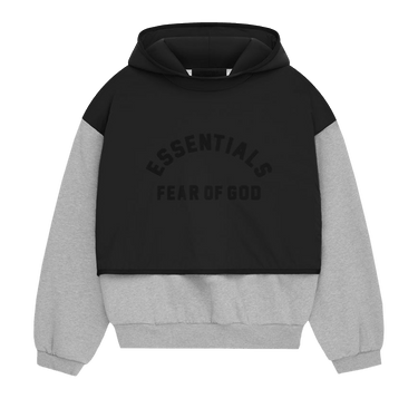 Fear of God Essentials Nylon Fleece Hooded Sweater 'Light Heather Grey/Jet Black'