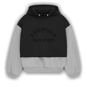 Fear of God Essentials Nylon Fleece Hooded Sweater 'Light Heather Grey/Jet Black'