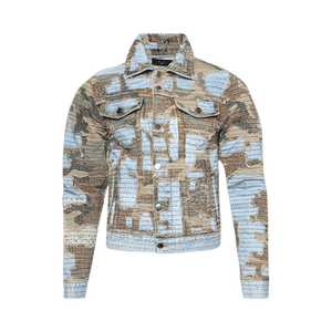 Amiri Camo Boro Repair Trucker 'Perfect Indigo'