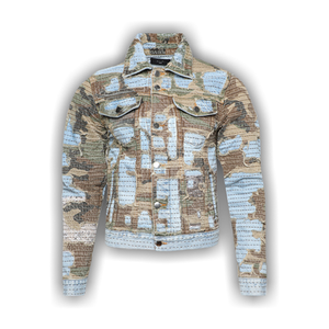 Amiri Camo Boro Repair Trucker 'Perfect Indigo'