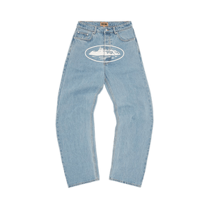 Corteiz Alcatraz Baggy Jeans 'Washed Blue'