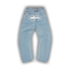 Corteiz Alcatraz Baggy Jeans 'Washed Blue'