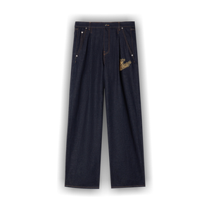 Off-White 90s Logo Crop Flare Jeans 'Raw Blue/Gold'