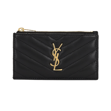 Saint Laurent Zipped Fragments Credit Card Case 'Noir'