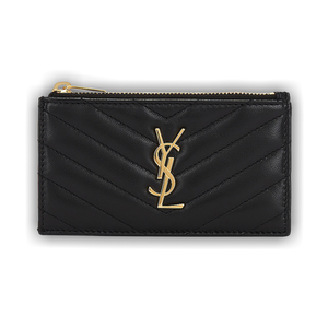 Saint Laurent Zipped Fragments Credit Card Case 'Noir'