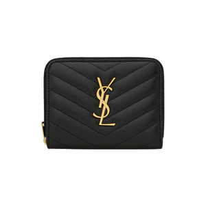 Saint Laurent Cassandre Matelassé Compact Zip-Around Wallet 'Noir'