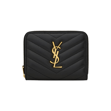Saint Laurent Cassandre Matelassé Compact Zip-Around Wallet 'Noir'
