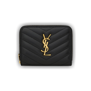 Saint Laurent Cassandre Matelassé Compact Zip-Around Wallet 'Noir'