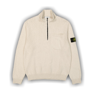 Stone Island Half Zip Textured Knit Sweater 'Natural Beige'