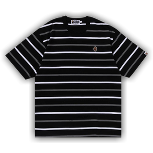 BAPE Ape Head One Point Stripe Tee 'Black'