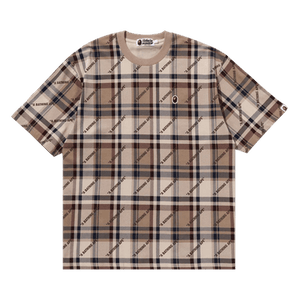 BAPE A Bathing Ape Logo Check Pattern Tee 'Beige'