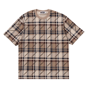 BAPE A Bathing Ape Logo Check Pattern Tee 'Beige'