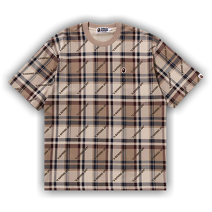 BAPE A Bathing Ape Logo Check Pattern Tee 'Beige'