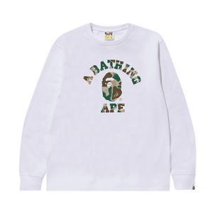 BAPE Liquid Camo College Long-Sleeve Tee 'White'