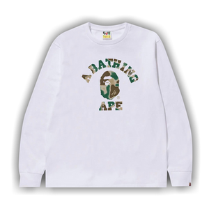 BAPE Liquid Camo College Long-Sleeve Tee 'White'