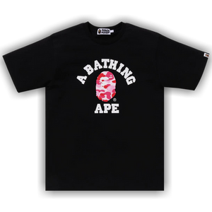 BAPE ABC Camo College Organic Tee 'Black/Pink'