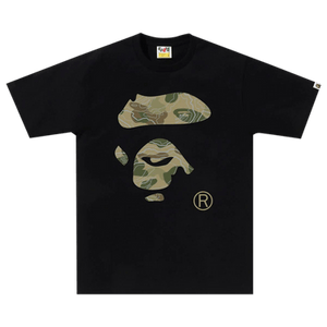 BAPE Layered Line Camo Ape Face Tee 'Black/Beige'
