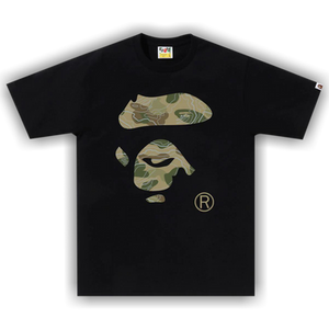 BAPE Layered Line Camo Ape Face Tee 'Black/Beige'