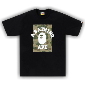 BAPE Layered Line Camo On College Tee 'Black/Beige'