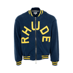 Rhude Oversized Logo Terry Varsity 'Navy/Yellow'