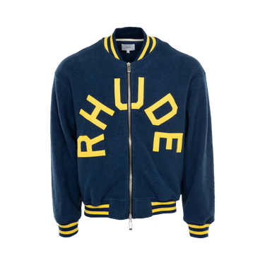Rhude Oversized Logo Terry Varsity 'Navy/Yellow'