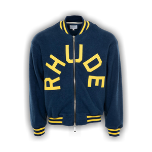 Rhude Oversized Logo Terry Varsity 'Navy/Yellow'