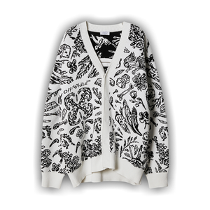 Off-White Tattoo All Over Knit Cardigan 'White/Black'