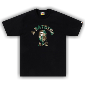 BAPE Liquid Camo College Tee 'Black/Olive Drab'