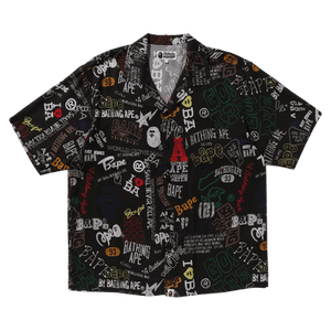 BAPE Hand Draw Open Collar Short-Sleeve Shirt 'Black'