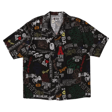 BAPE Hand Draw Open Collar Short-Sleeve Shirt 'Black'