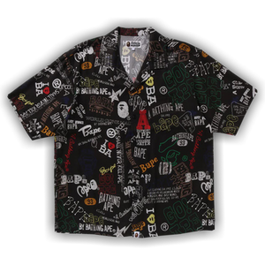 BAPE Hand Draw Open Collar Short-Sleeve Shirt 'Black'