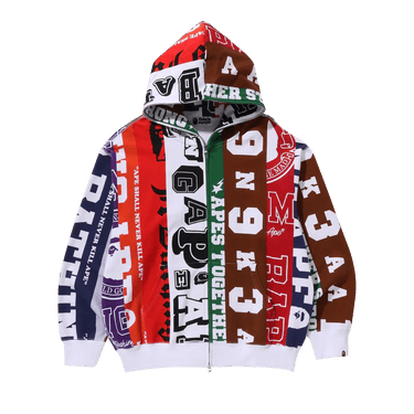 BAPE Fans Scarf Full Zip Hoodie 'Multicolor'