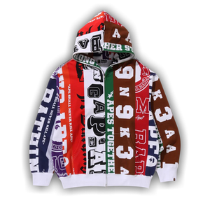 BAPE Fans Scarf Full Zip Hoodie 'Multicolor'