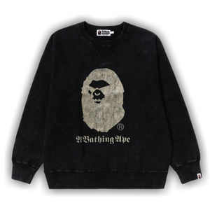 BAPE A Bathing Ape Overdye Relaxed Fit Crewneck 'Black'