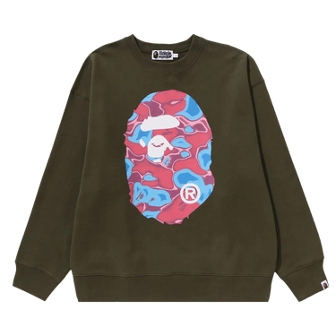 BAPE Liquid Camo Ape Head Relaxed Fit Crewneck Sweat 'Olive Drab'