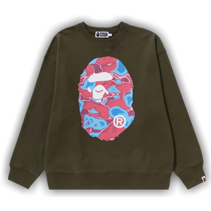 BAPE Liquid Camo Ape Head Relaxed Fit Crewneck Sweat 'Olive Drab'