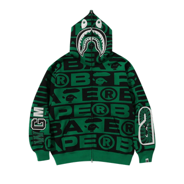 BAPE Lux Sport Pattern Shark Full Zip Hoodie 'Green'