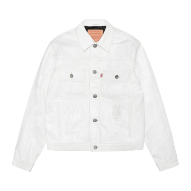 Stussy x Levi's Leather Trucker Jacket 'Tofu'