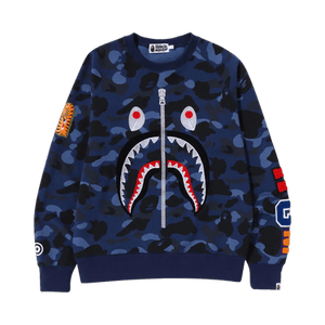 BAPE Color Camo Embroidery Shark Crewneck 'Navy'