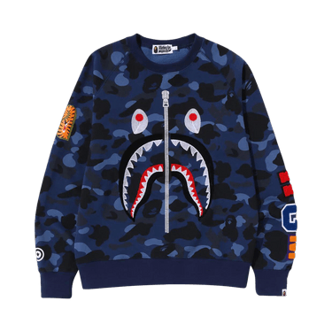 BAPE Color Camo Embroidery Shark Crewneck 'Navy'