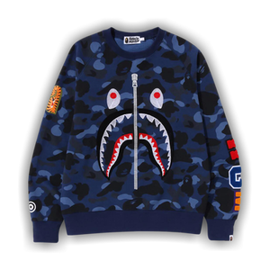 BAPE Color Camo Embroidery Shark Crewneck 'Navy'